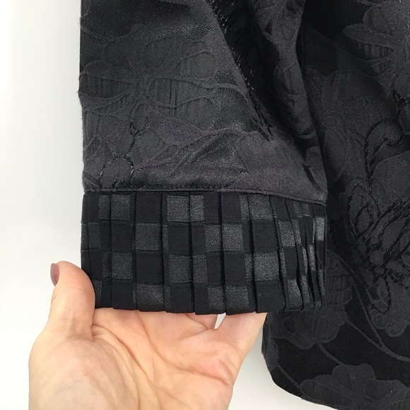 Chico’s Floral Jacquard 3/4 Sleeve Jacket Blazer Casual Career Black Size 0 - Picture 6 of 8